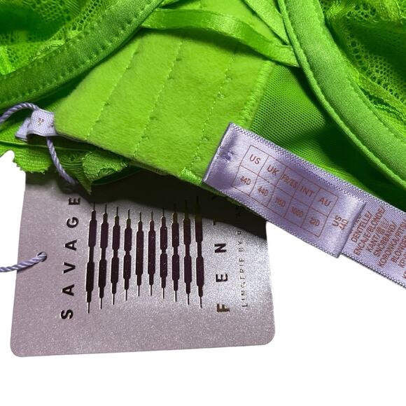 Savage X Fenty Savage Not Sorry Ultra Demi Unlined Lace Bra Kelly Green - Picture 3 of 3